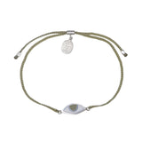 EYE PROTECTION BRACELET - SAGE GREEN WITH HAZEL EYE - SILVER