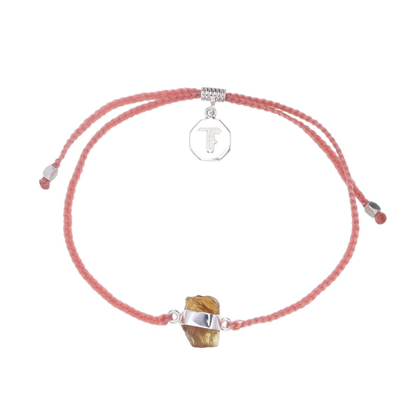 CITRINE CRYSTAL BRACELET - SALMON - SILVER