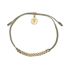 SIMPLE CHAIN & CORD BRACELET- SAGE GREEN - GOLD
