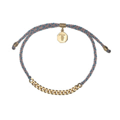 SIMPLE CHAIN & CORD BRACELET - TEAL AND DUSTY PINK - GOLD