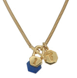 SMALL HEXI LOCKET NECKALCE - LAPIS LAZULI - GOLD