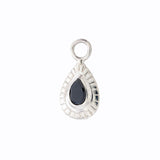SMALL TEARDROP CHARM - BLACK ONYX - SILVER