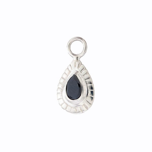 SMALL TEARDROP CHARM - BLACK ONYX - SILVER