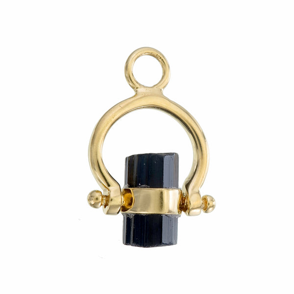SUNDAY SWIVEL CHARM - BLACK TOURMALINE - GOLD