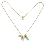 SUPERPOWER CHARM NECKLACE - CHRYSOPRASE & ROSE QUARTZ - GOLD