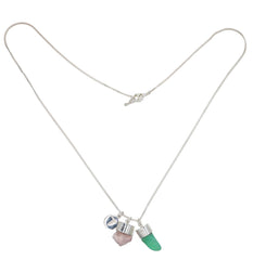SUPERPOWER CHARM NECKLACE - CHRYSOPRASE & ROSE QUARTZ - SILVER