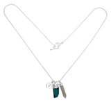 SUPERPOWER CHARM NECKLACE - MALACHITE & SMOKY QUARTZ - SILVER