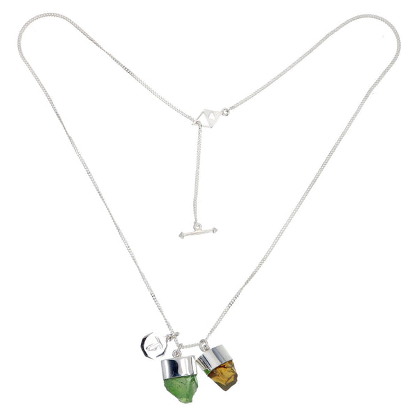 SUPERPOWER CHARM NECKLACE - CITRINE & PERIDOT - SILVER