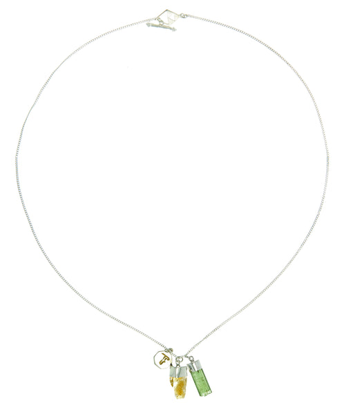 SUPERPOWER CHARM NECKLACE - GREEN TOURMALINE & CITRINE - SILVER