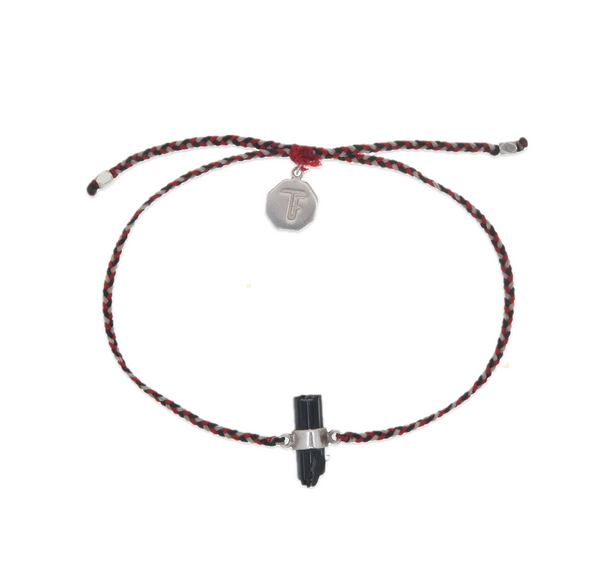 BLACK TOURMALINE CRYSTAL BRACELET - RED - SILVER