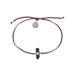 BLACK TOURMALINE CRYSTAL BRACELET - RED - SILVER
