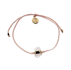 ROSE QUARTZ CRYSTAL BRACELET - PALE PINK - GOLD