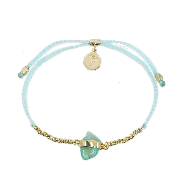 CHAIN & CORD CRYSTAL BRACELET - CHRYSOPRASE - MINT - GOLD