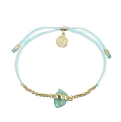 CHAIN & CORD CRYSTAL BRACELET - CHRYSOPRASE - MINT - GOLD
