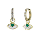 EYE SPY  MINI HALO HOOPS - FOREST GREEN & WHITE ZIRCON - GOLD