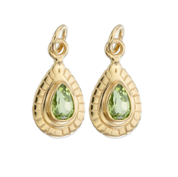 SMALL TEARDROP CHARM - PERIDOT - GOLD