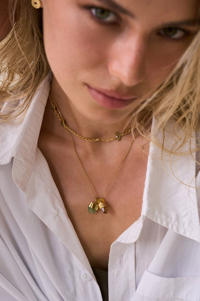 SUPERPOWER CHARM NECKLACE - CITRINE & PERIDOT - SILVER