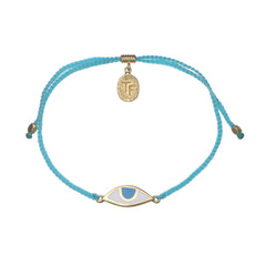 EYE PROTECTION BRACELET - TURQUOISE WITH SKY BLUE EYE - GOLD