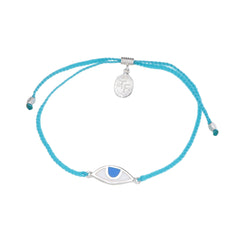 EYE PROTECTION BRACELET - TURQUOISE WITH SKY BLUE EYE - SILVER