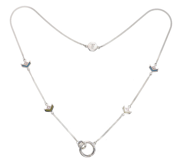 VON CHEVRON CLASP NECKLACE - SMALL - SILVER
