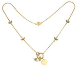 VON CHEVRON CLASP NECKLACE - SMALL - 3 CHARMS SET - GOLD