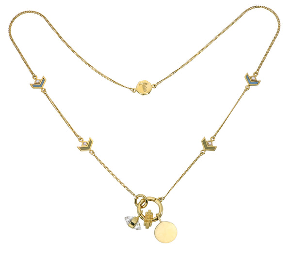 VON CHEVRON CLASP NECKLACE - SMALL - 3 CHARMS SET - GOLD