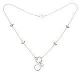 VON CHEVRON CLASP NECKLACE - SMALL - 3 CHARMS SET - SILVER