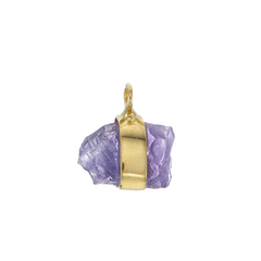 MINI ROUGH GEM CHARM - AMETHYST - GOLD