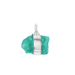 MINI ROUGH GEM CHARM - APATITE - SILVER