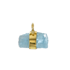 MINI ROUGH GEM CHARM - AQUAMARINE - GOLD