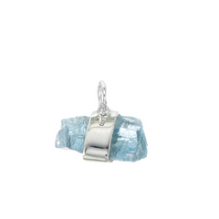 MINI ROUGH GEM CHARM - AQUAMARINE - SILVER