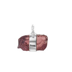 MINI ROUGH GEM CHARM - GARNET - SILVER