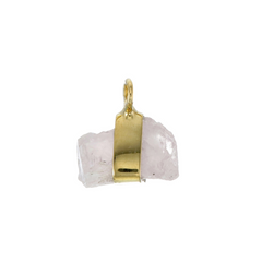 MINI ROUGH GEM CHARM - ROSE QUARTZ - GOLD