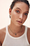 BEJEWELLED EYE PULL THROUGH EARRINGS BLACK ONYX - SILVER