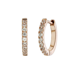 9K ROSE GOLD MINI HALO HOOPS - WHITE ZIRCON