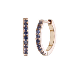 9K ROSE GOLD MINI HALO HOOPS - IOLITE