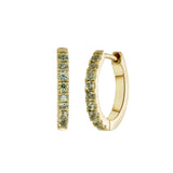 14K SOLID GOLD MINI HALO HOOPS - GREEN SAPPHIRE
