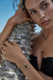 CHAIN & CORD MINI AURORA BRACELET - BLACK ONYX - BLACK CORD - SILVER