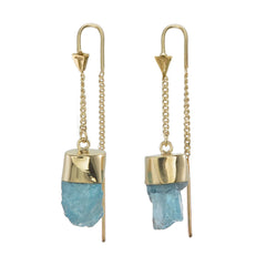 APATITE CRYSTAL PULL THROUGH EARRINGS - GOLD plated sterling silver by tiger frame jewellery
