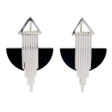 AURORA HALF MOON EARRINGS - BLACK ONYX - SILVER