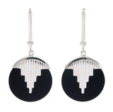 AURORA PENDULUM EARRINGS BLACK ONYX - SILVER