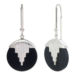 AURORA PENDULUM EARRINGS BLACK ONYX - SILVER