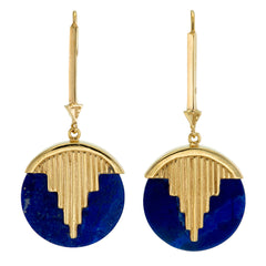 AURORA PENDULUM EARRINGS - GOLD plated sterling silver with lapis lazuli by tiger frame jewellery