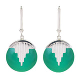 AURORA PENDULUM EARRINGS GREEN ONYX - SILVER