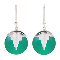 AURORA PENDULUM EARRINGS GREEN ONYX - SILVER