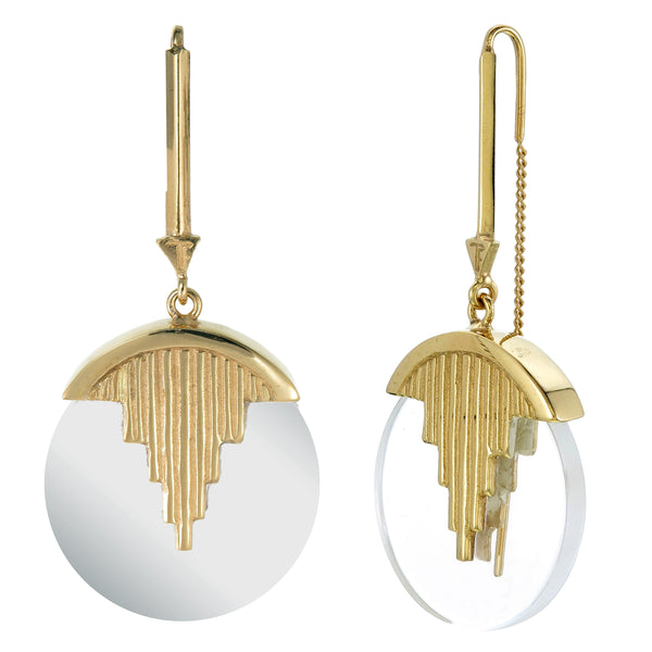 AURORA PENDULUM EARRINGS QUARTZ - GOLD