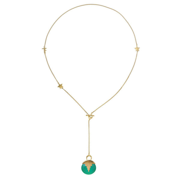 AURORA PENDULUM NECKLACE GREEN ONYX - GOLD