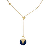 AURORA PENDULUM NECKLACE - GOLD plated sterling silver with lapis lazuli by tiger frame jewellery