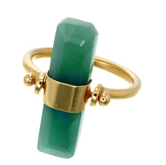 GREEN ONYX BAGUETTE SWIVEL RING - GOLD