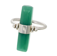 GREEN ONYX BAGUETTE SWIVEL RING - SILVER